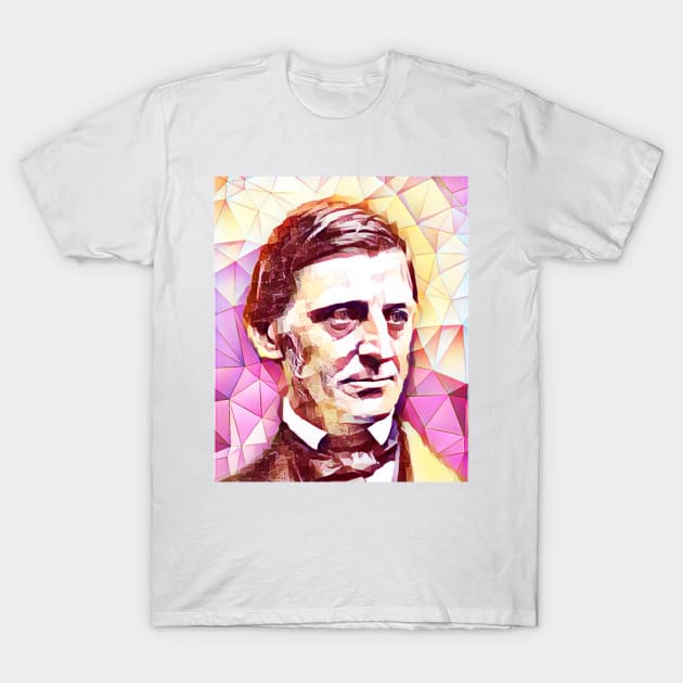 Ralph Waldo Emerson Pink Colourful Portrait | Ralph Waldo Emerson Artwork 13 T-Shirt by JustLit